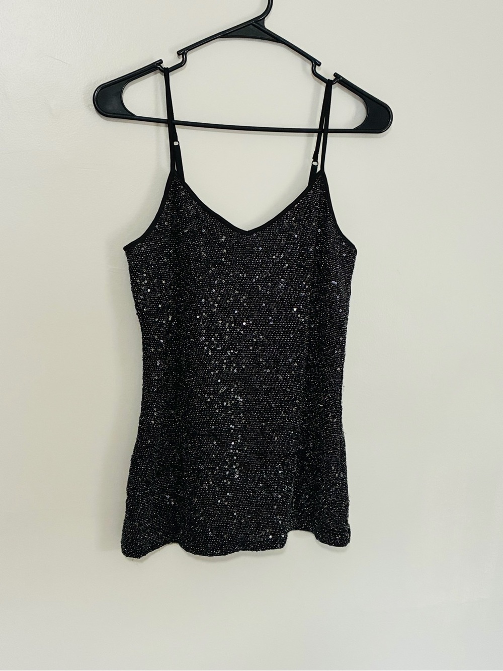 Express Black Sequin Spaghetti Strap Camisole women’s S